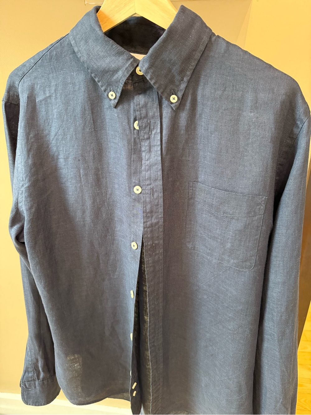 Brooks Brothers Navy Button-Down Linen Shirt